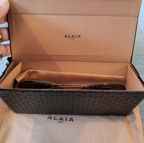 NWOT Alaia Oversized Copper Gold Square Rim Sunglasses - Picture 4 of 16